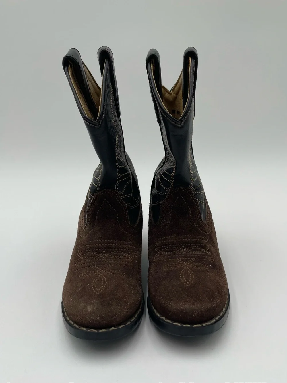 Masterson Boot Co Kids Cowboy Boots Size 9 Brown Suede Leather Western Pull On